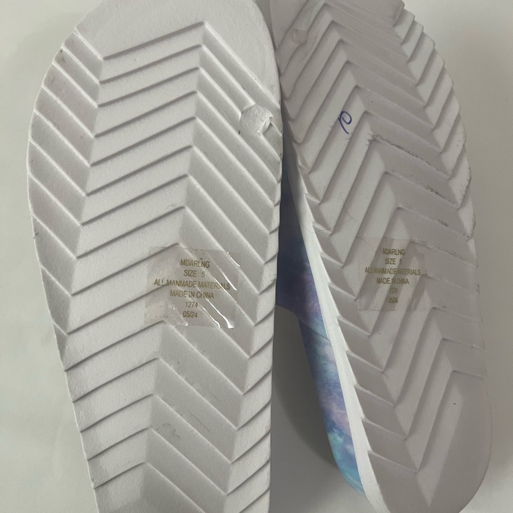 Madden Girl Blue and Purple Watercolor Slide Sandals, Brand New - Picture 7 of 8